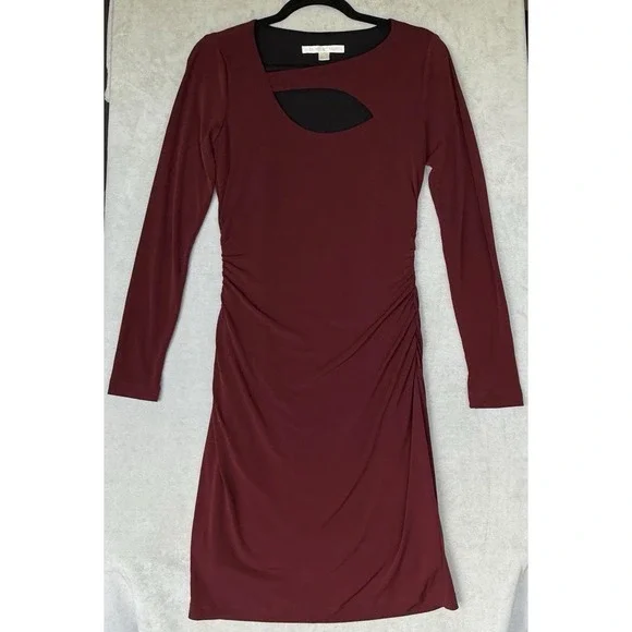 Boston Proper Dress Women 8 Burgundy Red Revenge Holiday Cocktail Cutout Scarlet - Picture 1 of 9